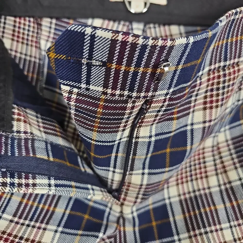 Tory Burch Garrett Tartan Plaid Trouser Pants Women Size 2 Straight Leg